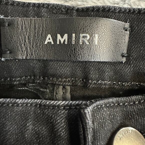 Amiri Black Paint Drop Core Logo Skinny Jeans Size 0/30 Distressed New - Picture 6 of 13